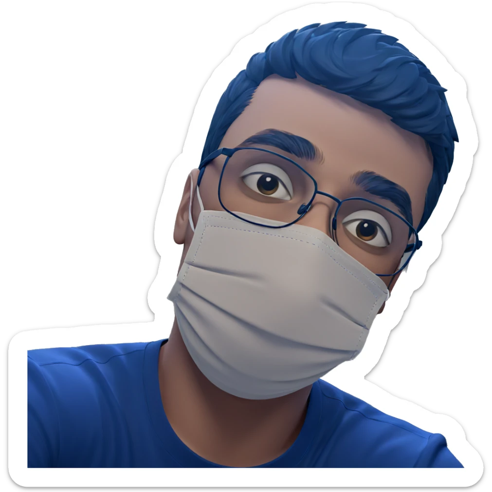 male portrait with mask indoors sticker