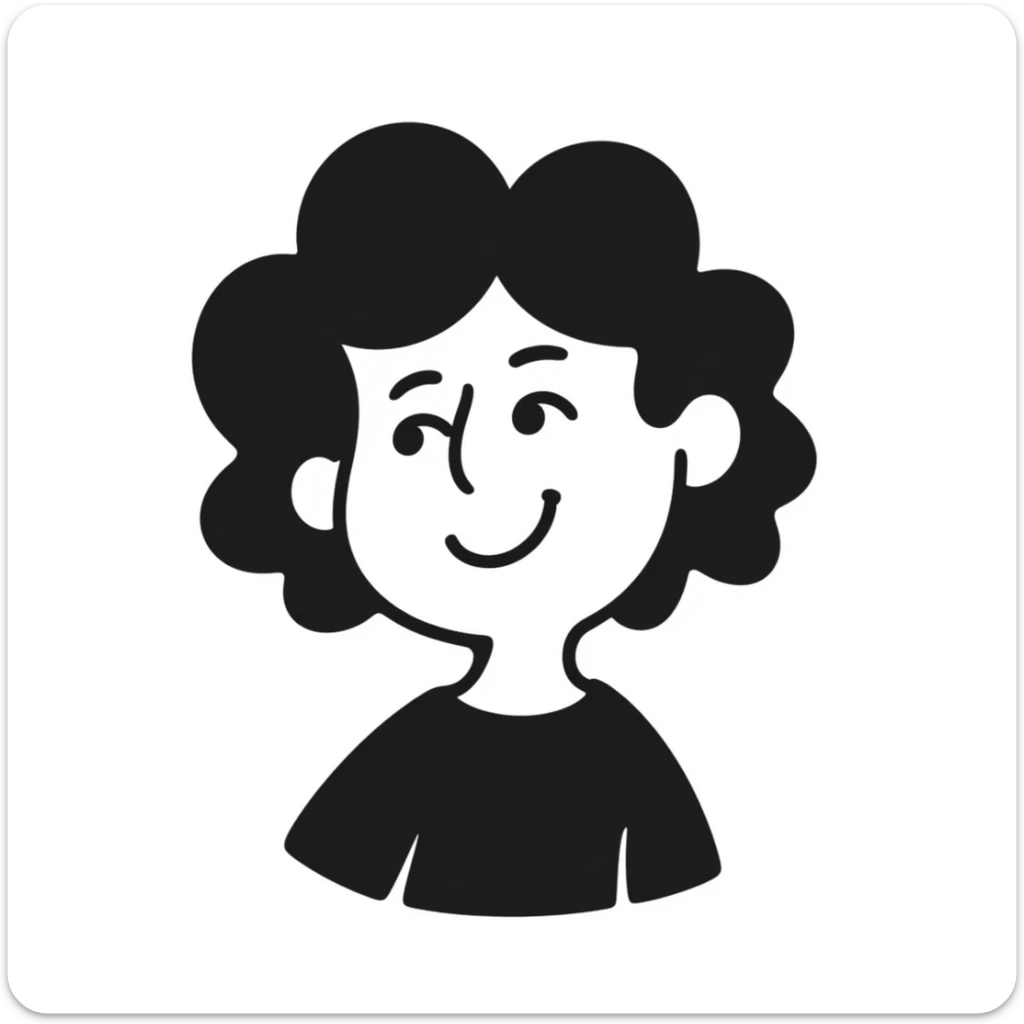 hand-drawn doodle of a happy person named Mykyta, big smile, simple lines sticker