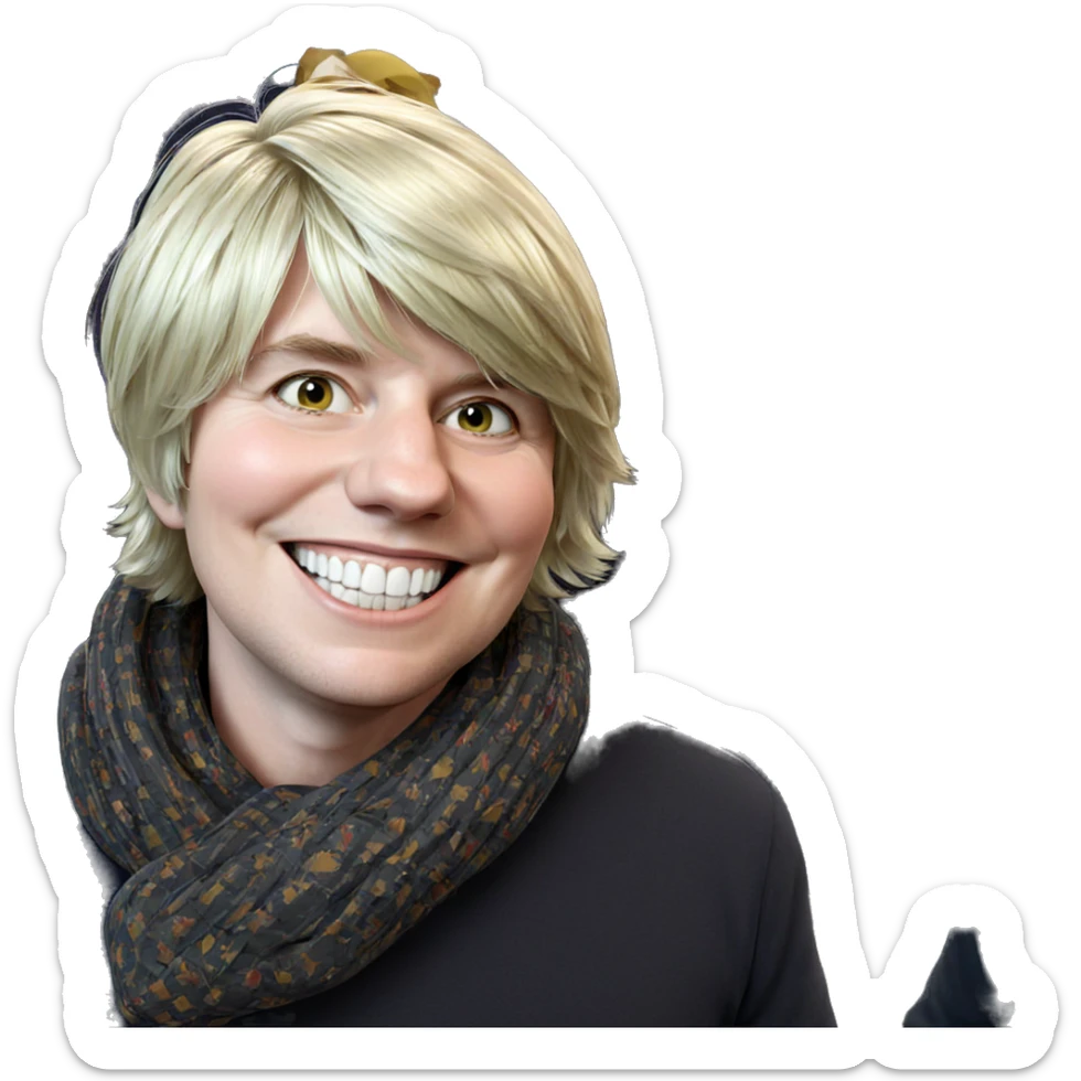 smiling boy with blonde hair sticker