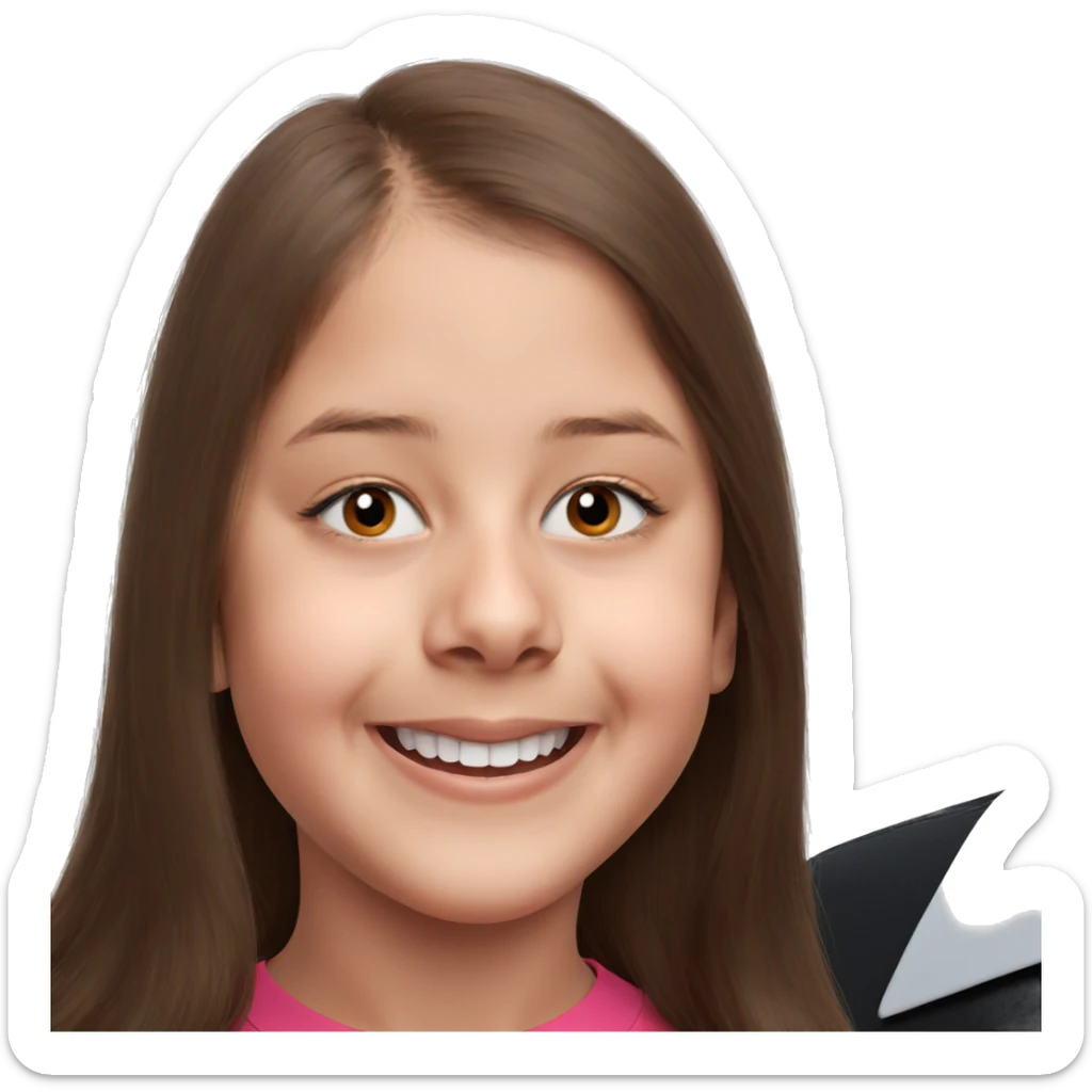 smiling girl with brown hair sticker