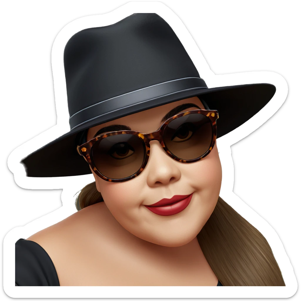 girl in hat with sunglasses sticker