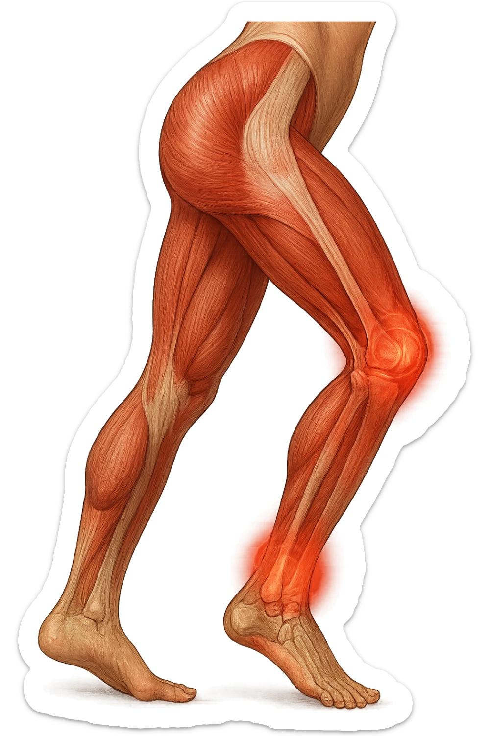 PRENDI SPUNTO DALLA FOTO E FAMMI A LIVELLO ANATOMICO LA GAMBA IN SOVRACCARICO sticker