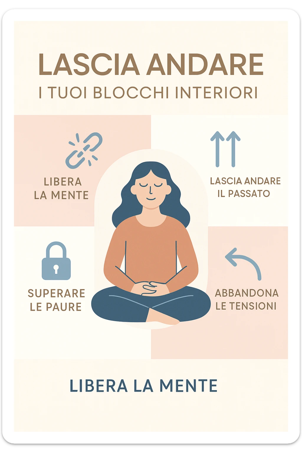 infografica stile post di instagram con titolo "Lascia andare i tuoi blocchi interiori" sticker