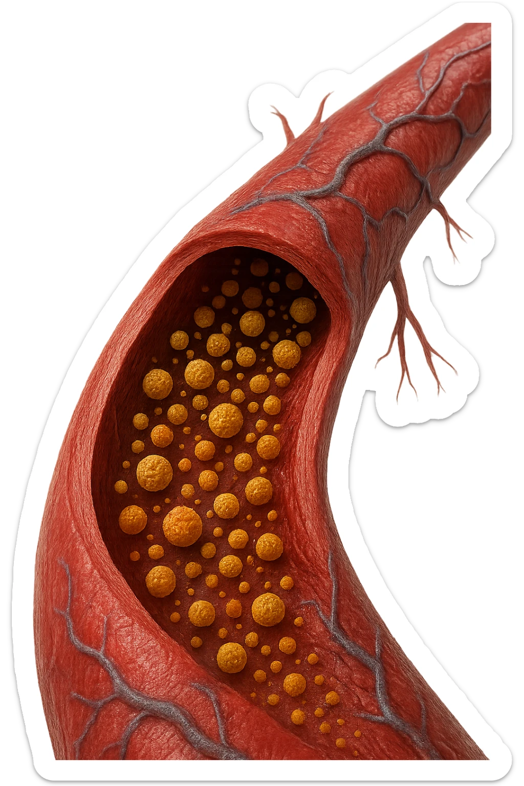 tossine che entrano in una vena umana anatomica realistica, vista dall'alto, iperrealistica 4k sticker