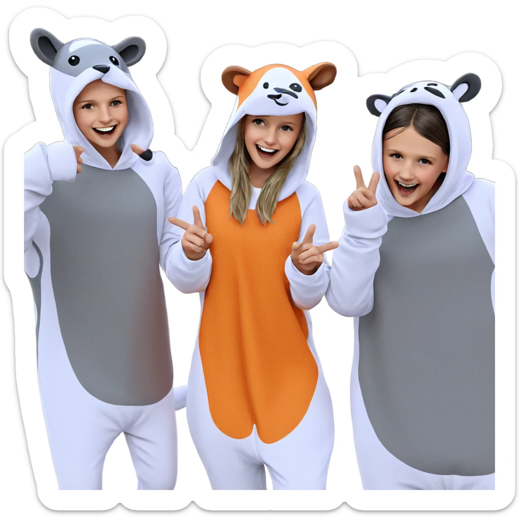 smiling friends in animal costumes sticker