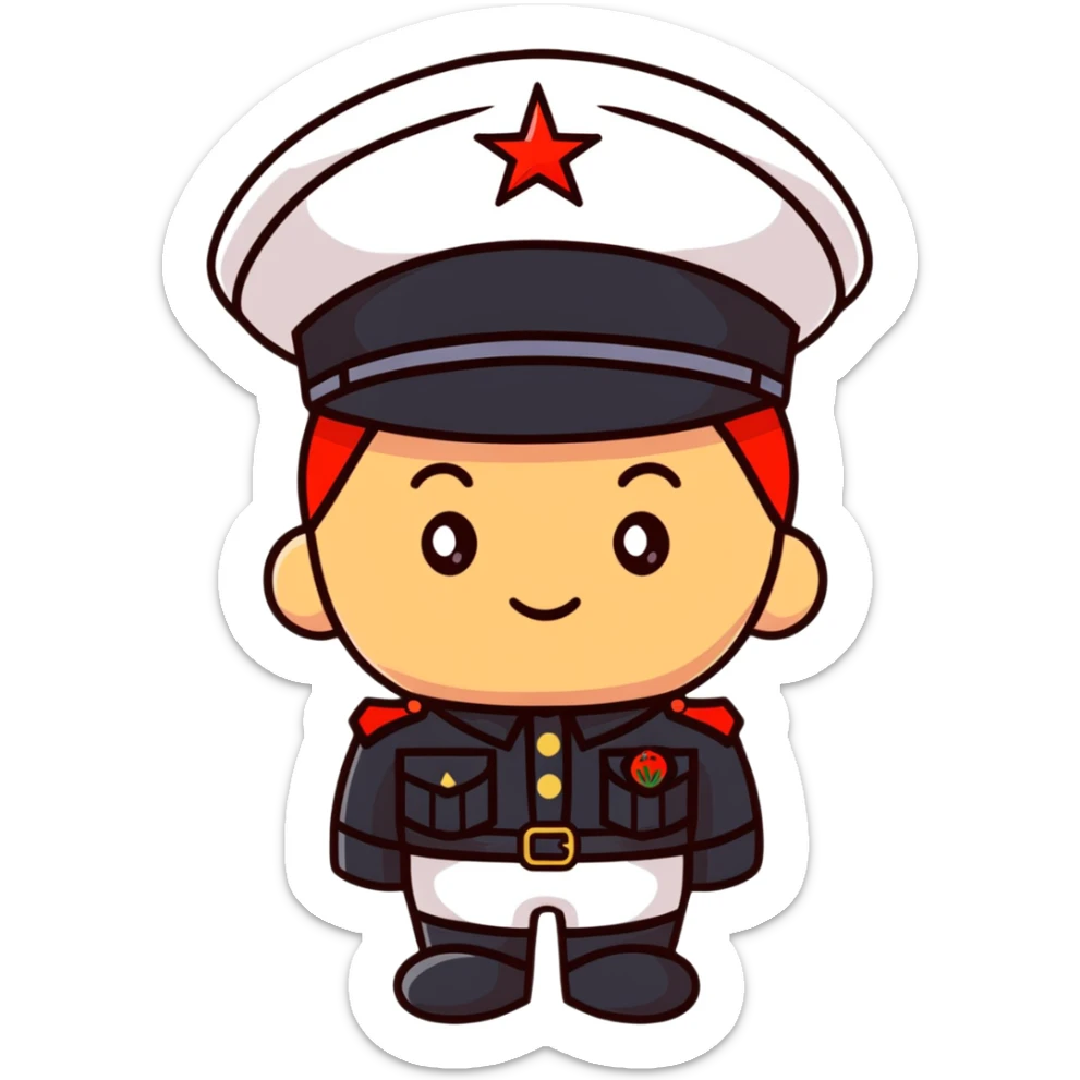 Tomato wearing Napoleon Bonaparte's bicorne hat and military officer uniform sticker