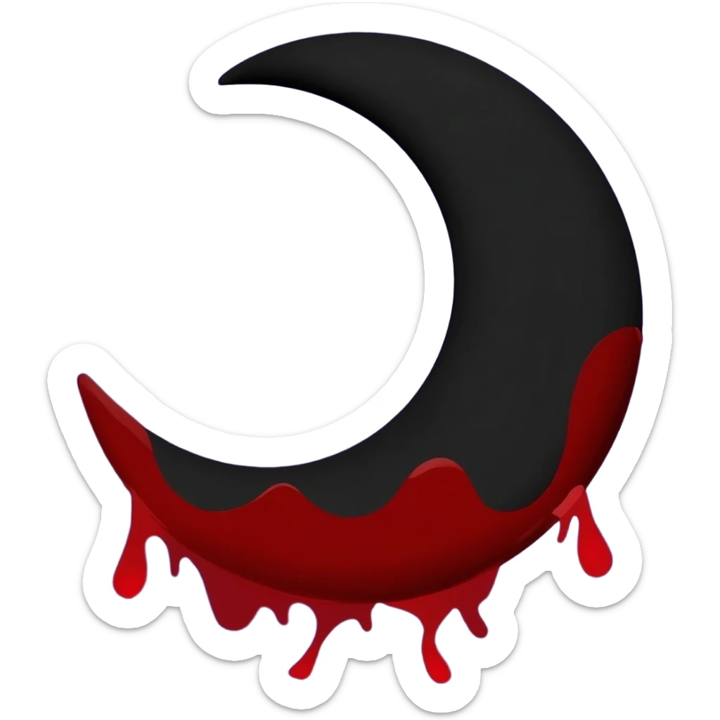 Black crescent moon with blood dripping from it dark purple sticker