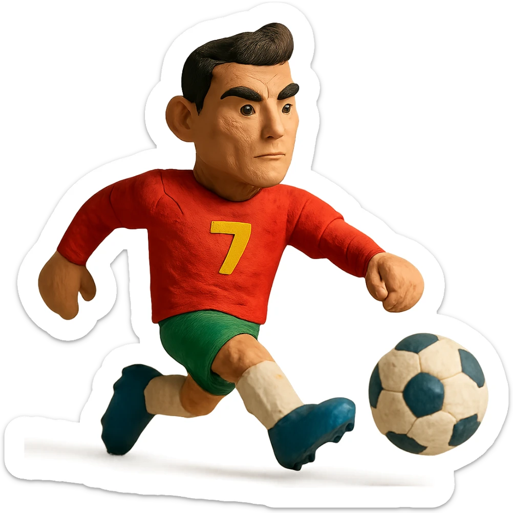 claymation style Ronaldo kicking a ball sticker