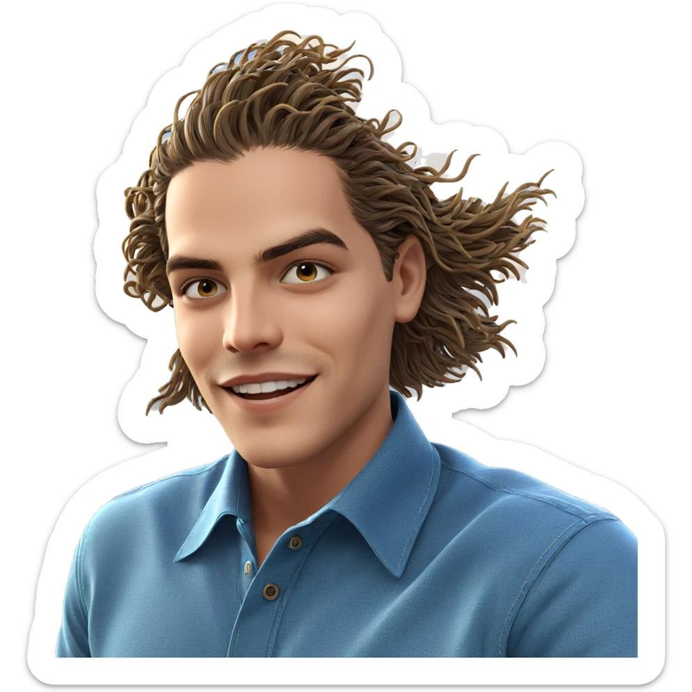 smiling boy by the ocean sticker