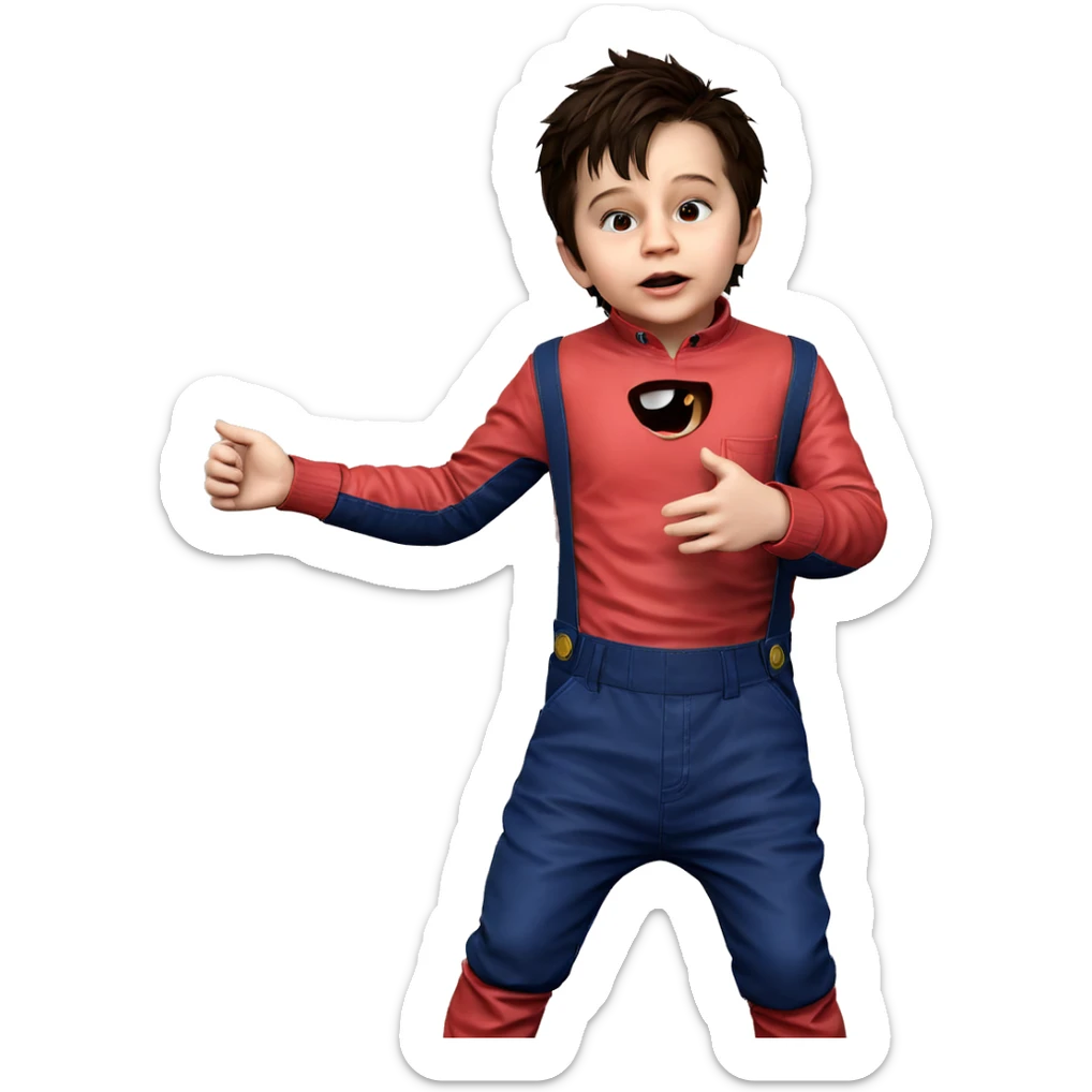 cosplay boy in overalls sticker