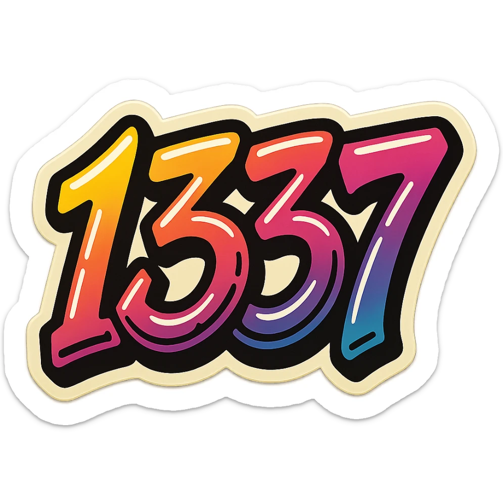 number 1337 in a graffiti style, referencing leet speak, icon or emoji sticker