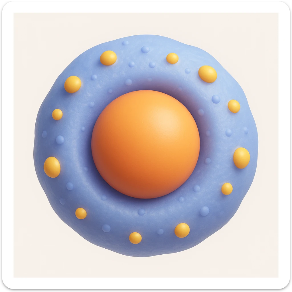 Make the human cell with a prominent nucleus detail in the style of microsoft style 3d fluent emojis sticker