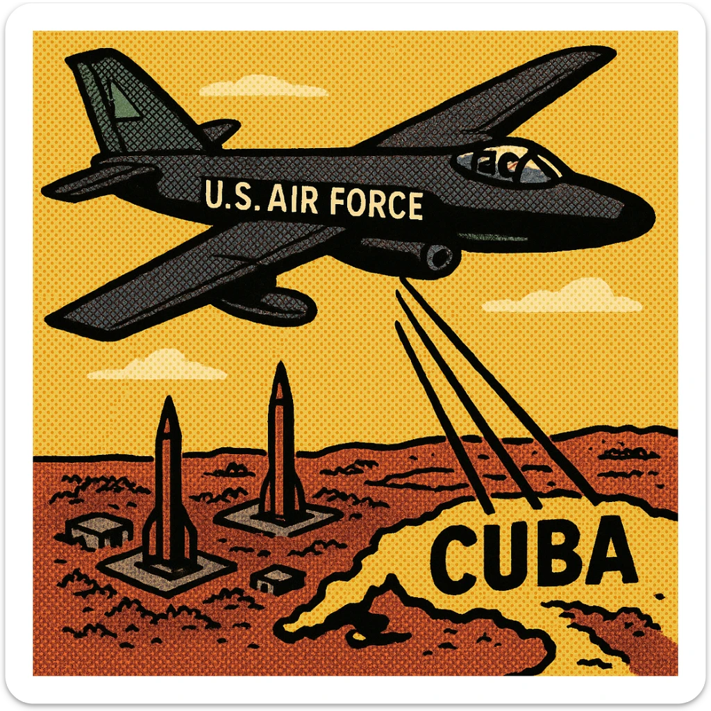 A 1960s USA Spy Plane taking pictures over Cuba showing missile launch pads sticker