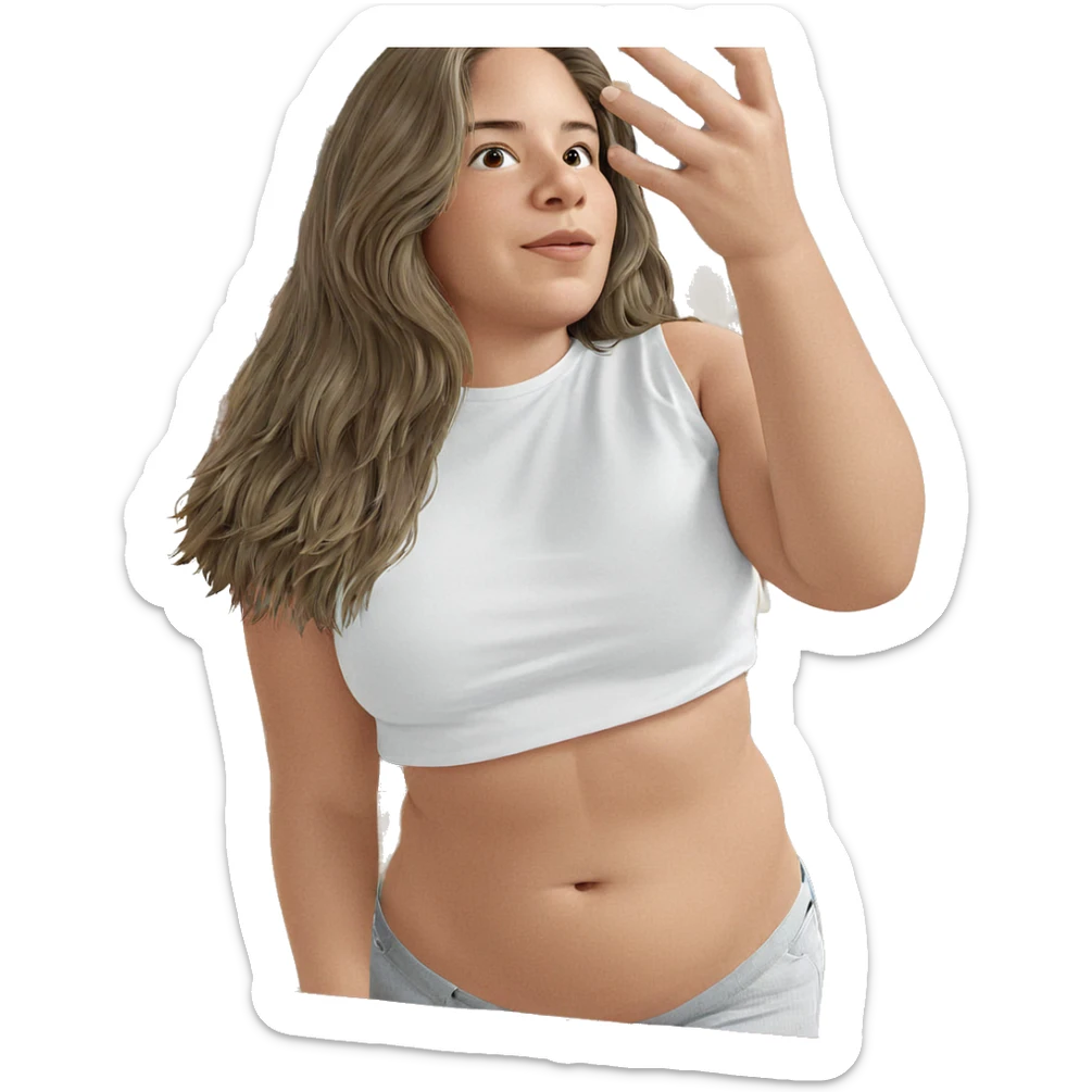 selfie with long hair sticker