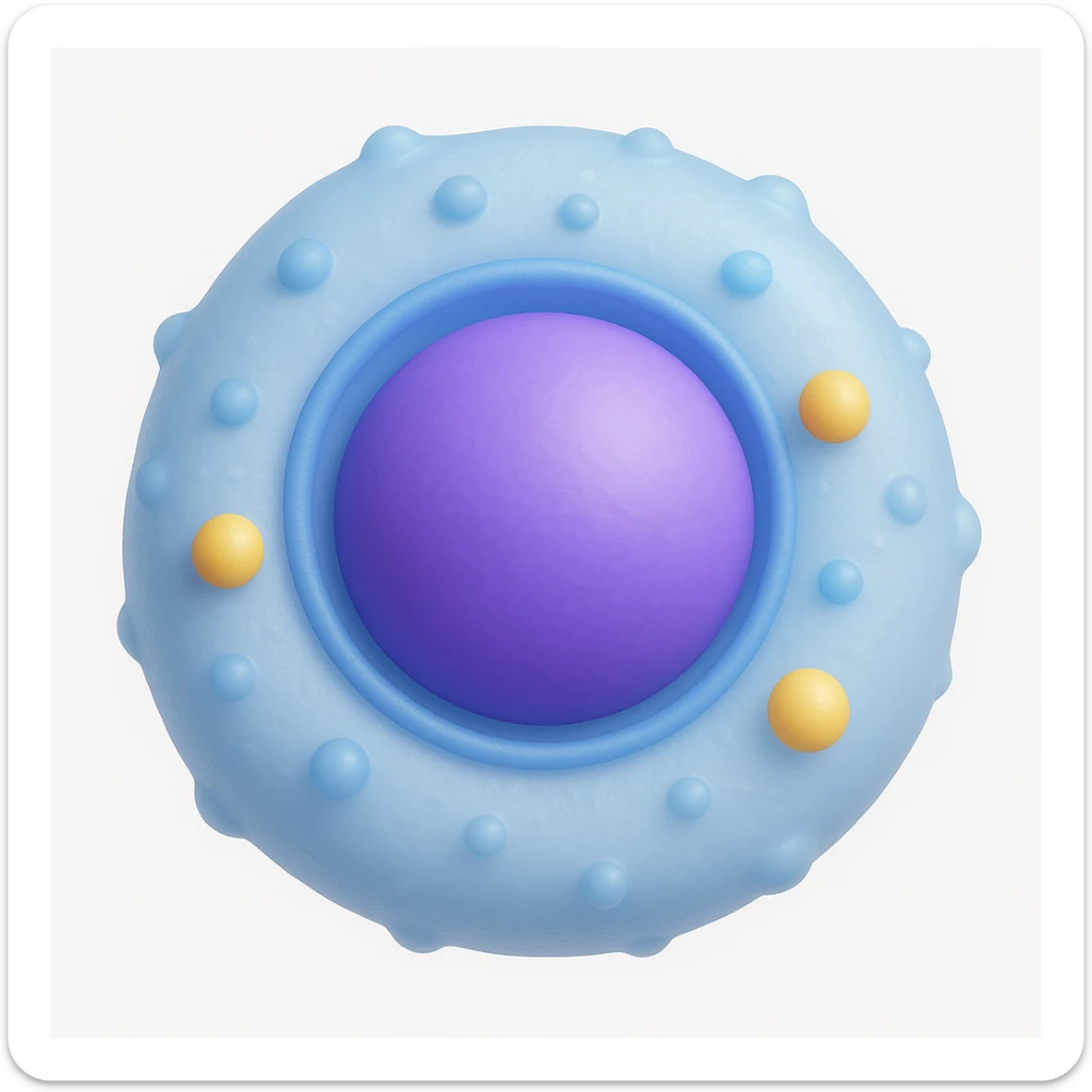 Make the human cell with a prominent nucleus detail in the style of microsoft style 3d fluent emojis sticker
