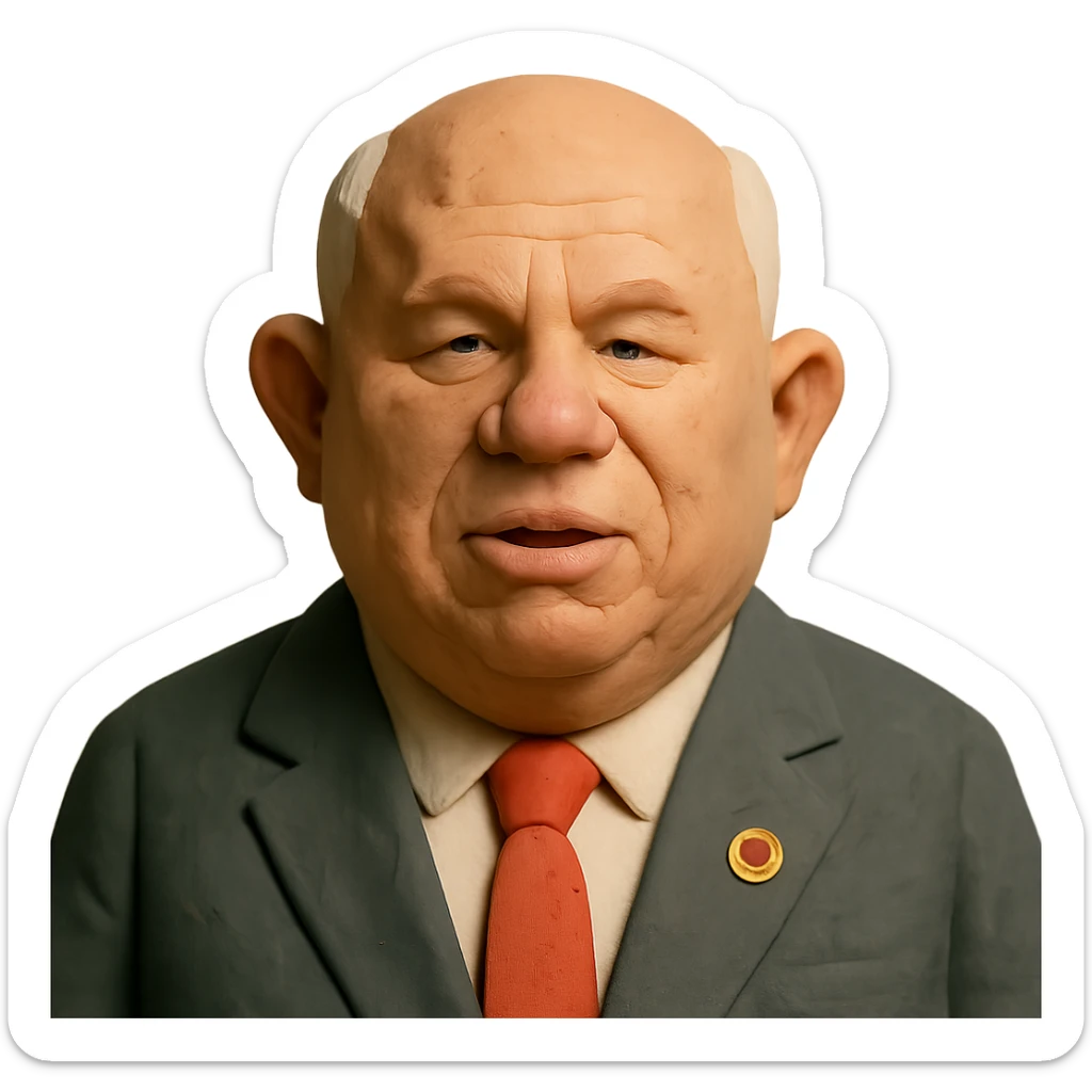 claymation style portrait of Nikita Khrushchev sticker
