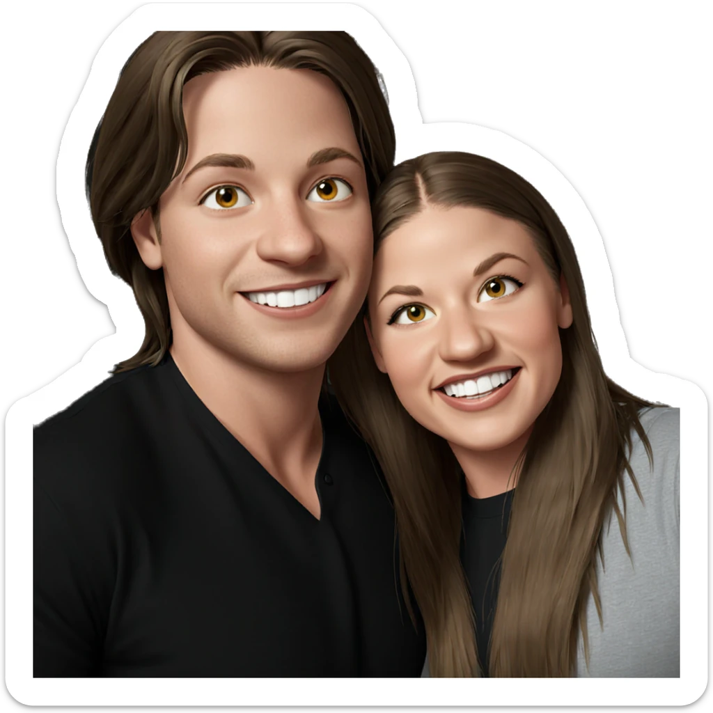 smiling boy with long hair sticker