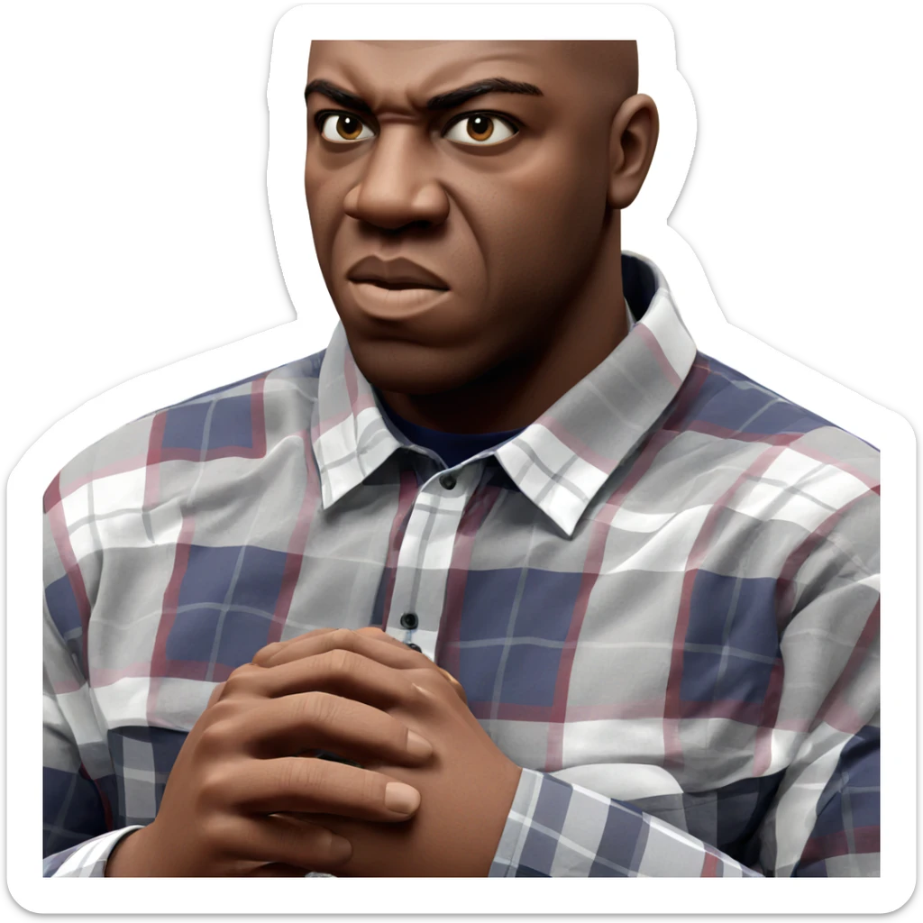 man in plaid shirt solo sticker