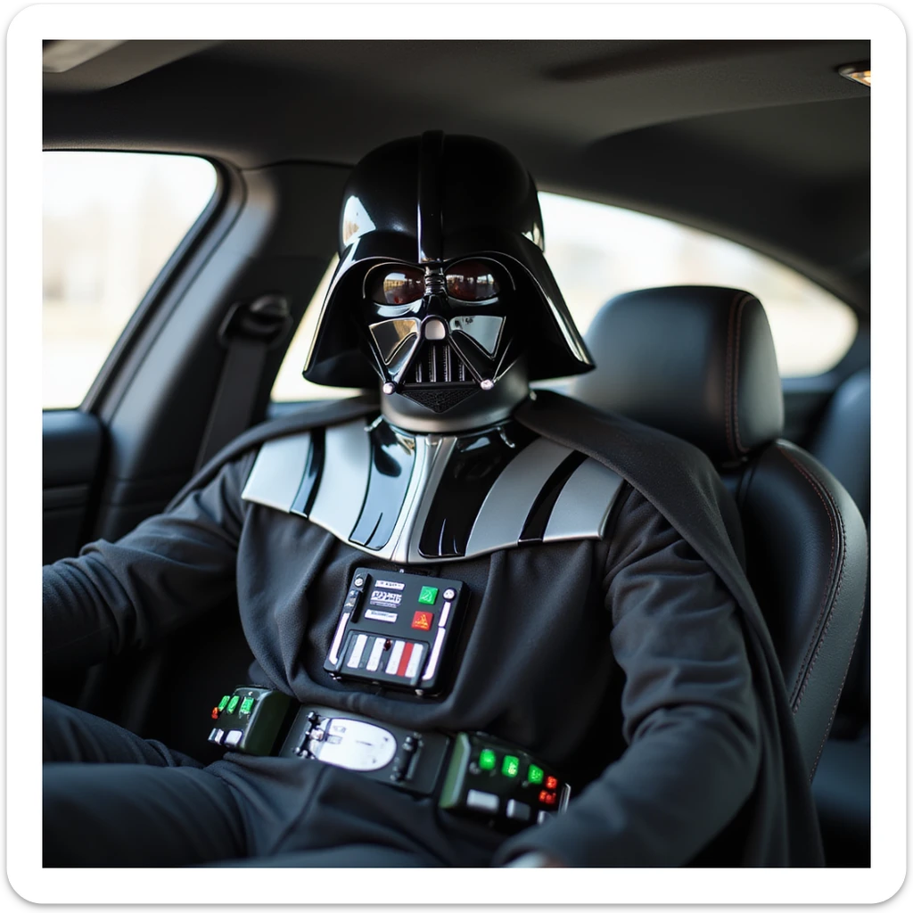 Darth vader sitting in porsche 911 sticker