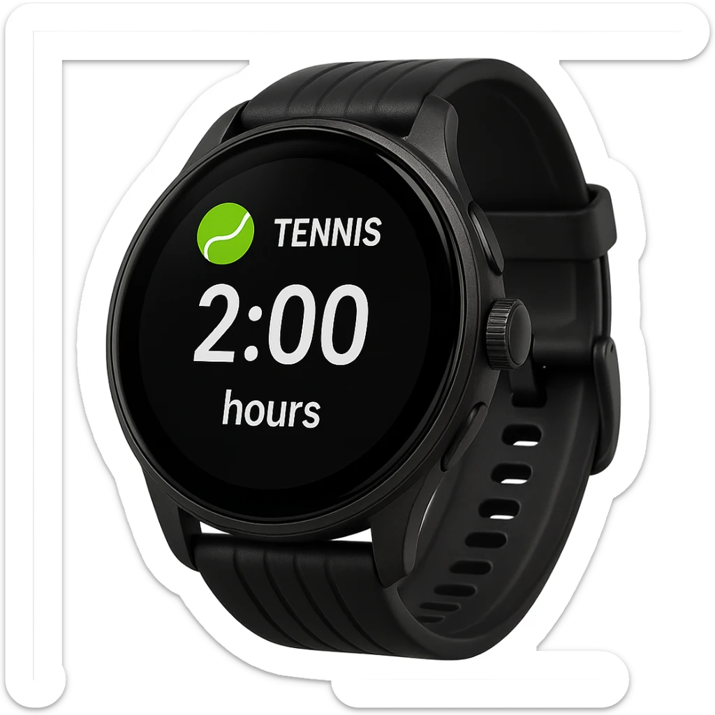 smartwatch con modalità attiva di tennis che segna 2 ore di tennis, REALISTICA 4K sticker