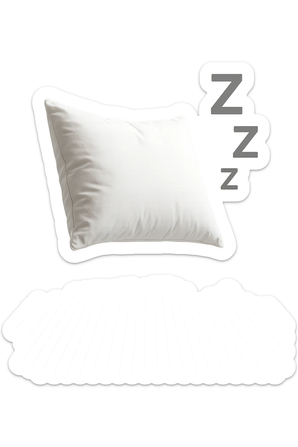 un cuscino per dormire fluttua in aria insieme alla scritta Z Z Z iperrealistici sticker