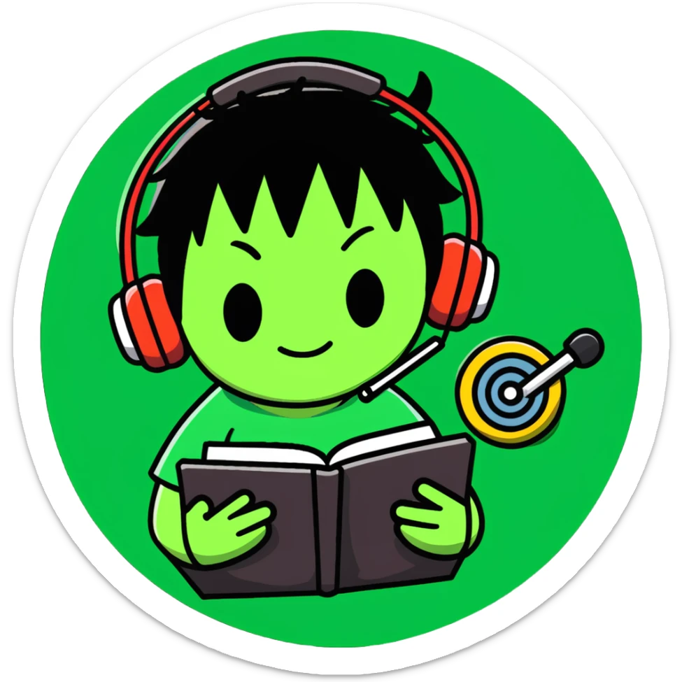 Green Luffy and green Alastor listening to music together sticker