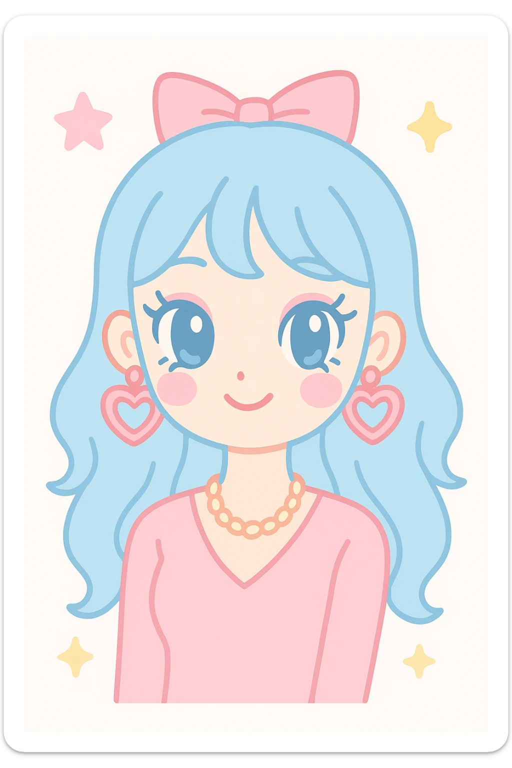 gyaru style girl with blue hair, pretty makeup, bratz baddie aesthetic, vibrant and cute anime style sticker