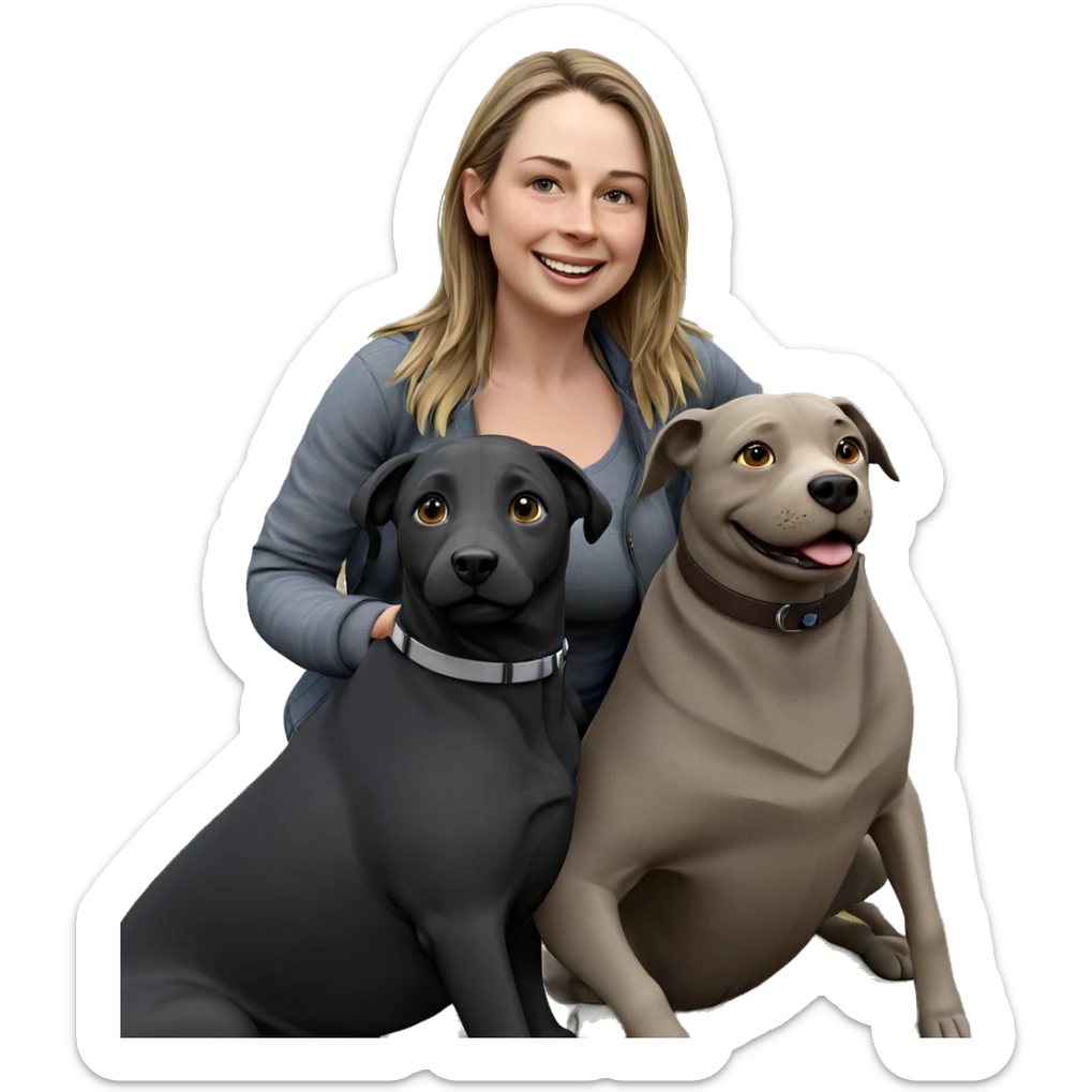 happy girl with dog outdoors sticker