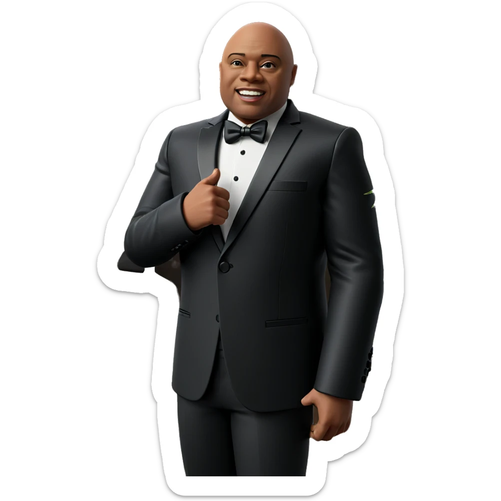 bald boy in formal tuxedo sticker