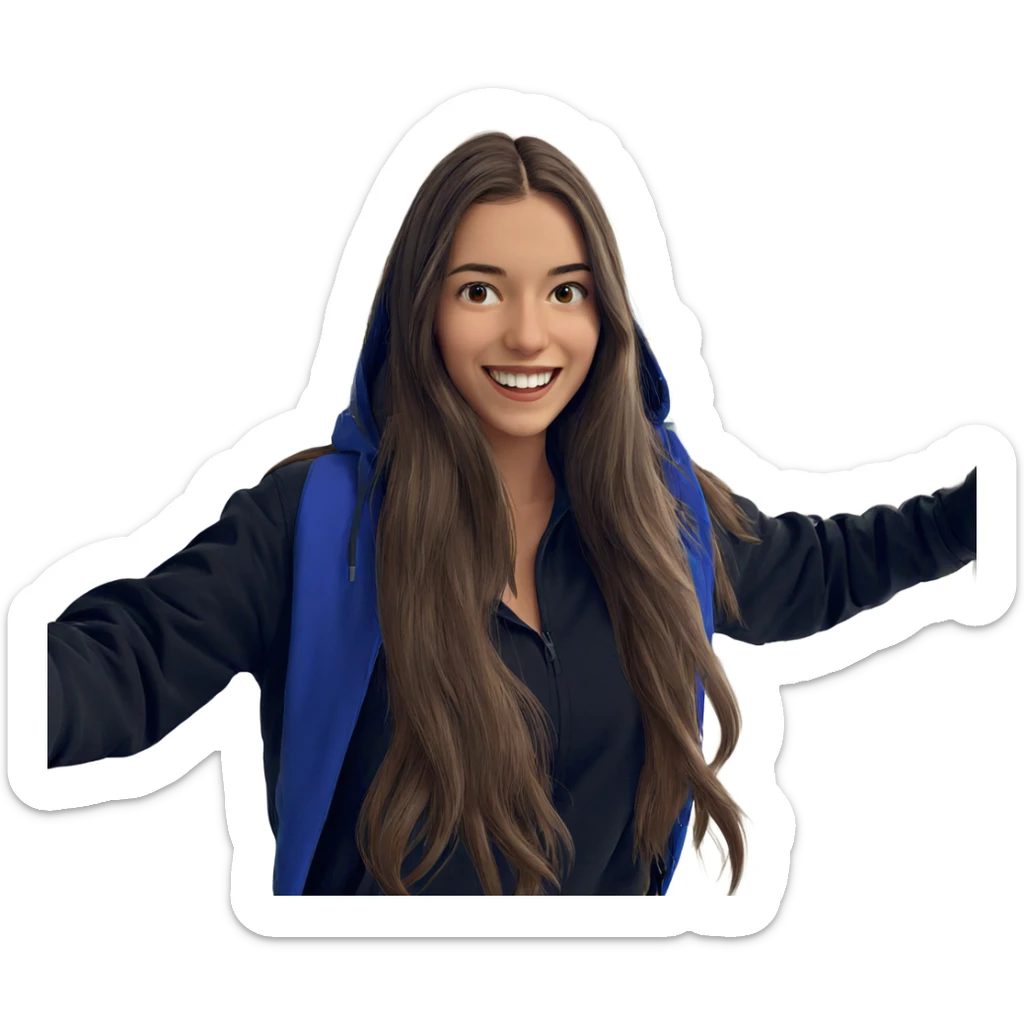 smiling girl with brown hair sticker