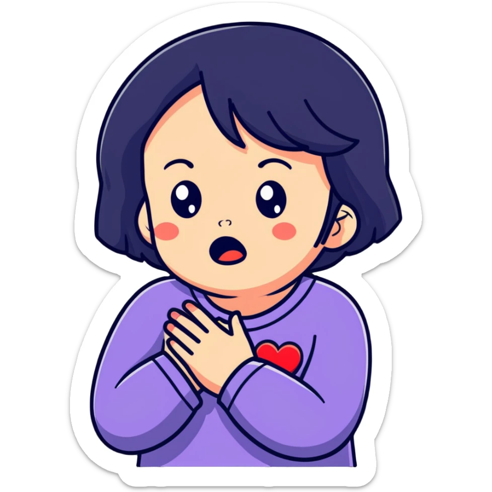 a girl crying in pain holding her chest, heartbreak, emotional pain sticker