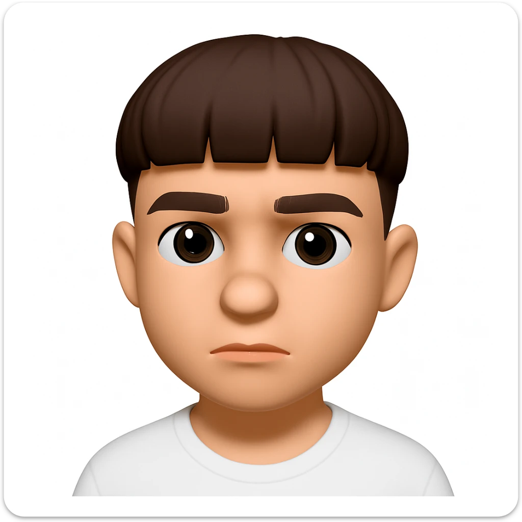 Convert this photo to a 3D emoji in Apple style, capturing the facial features and expression as a 3D emoji character. The style should resemble Apple's 3D emoji look with smooth, rounded features and vibrant colors. sticker