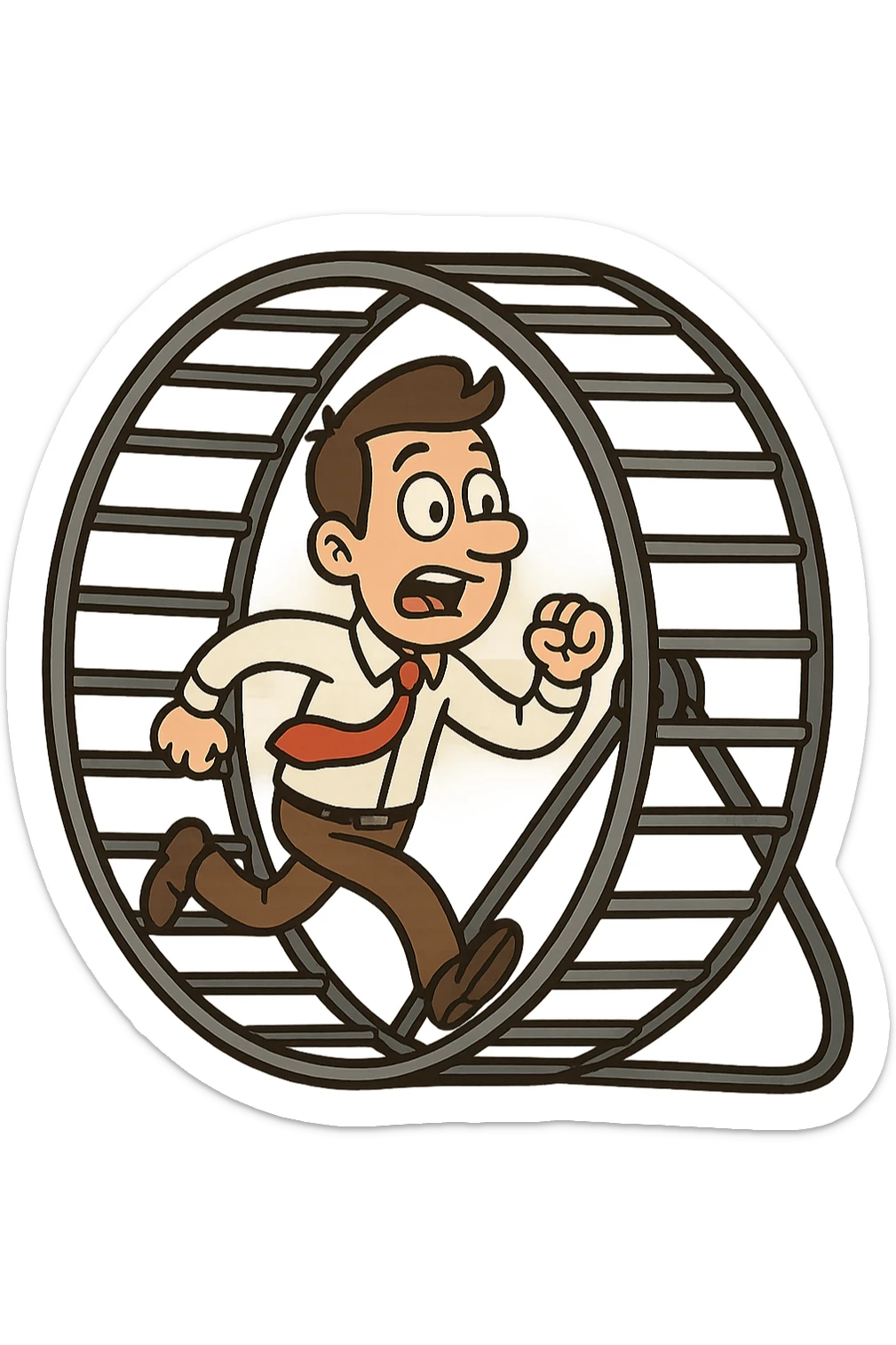 Uomo che corre dentro la ruota del criceto sticker