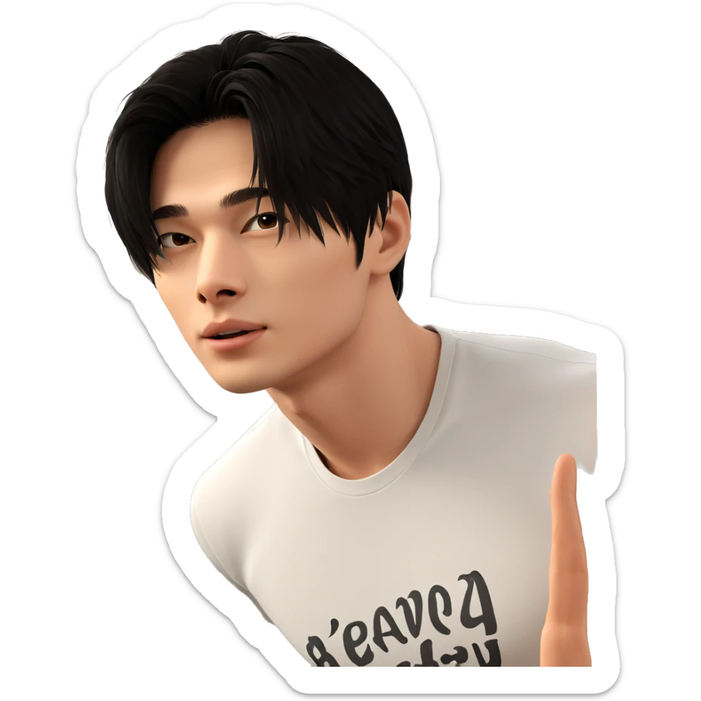 young man in white shirt sticker