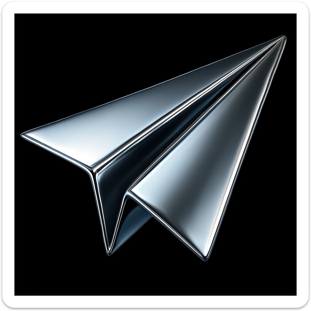 paper airplane in chrome style colorful sticker