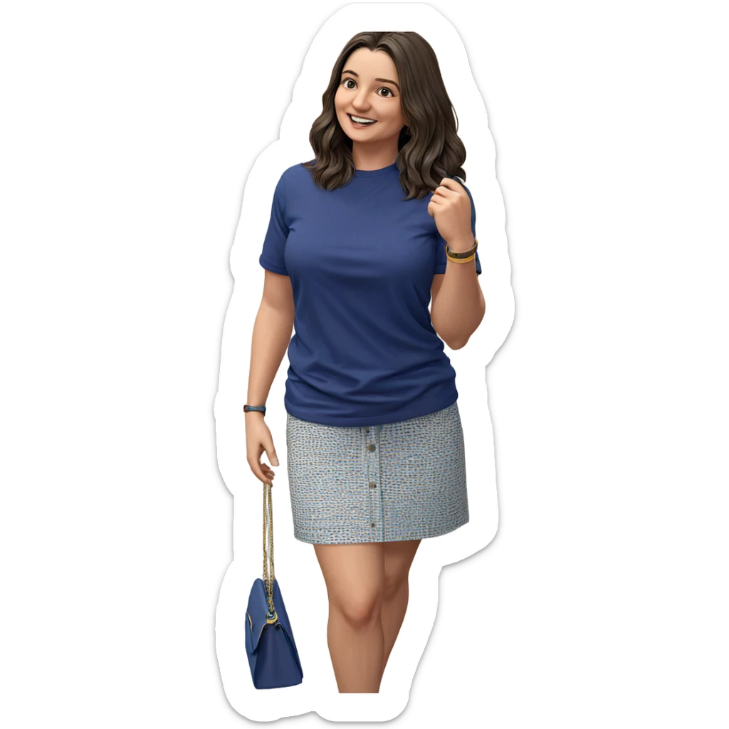 smiling girl in blue shirt sticker
