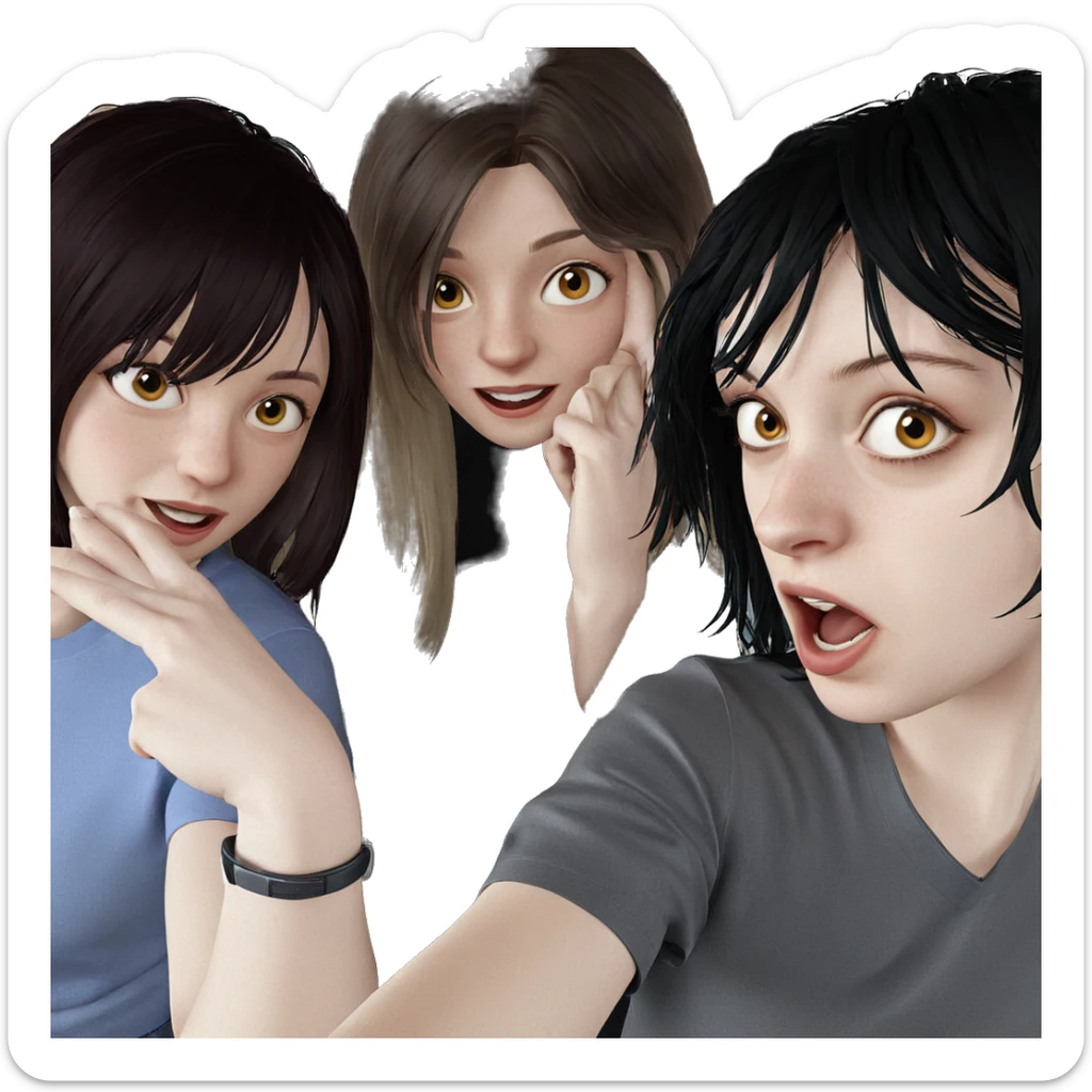 selfie of girls having fun sticker