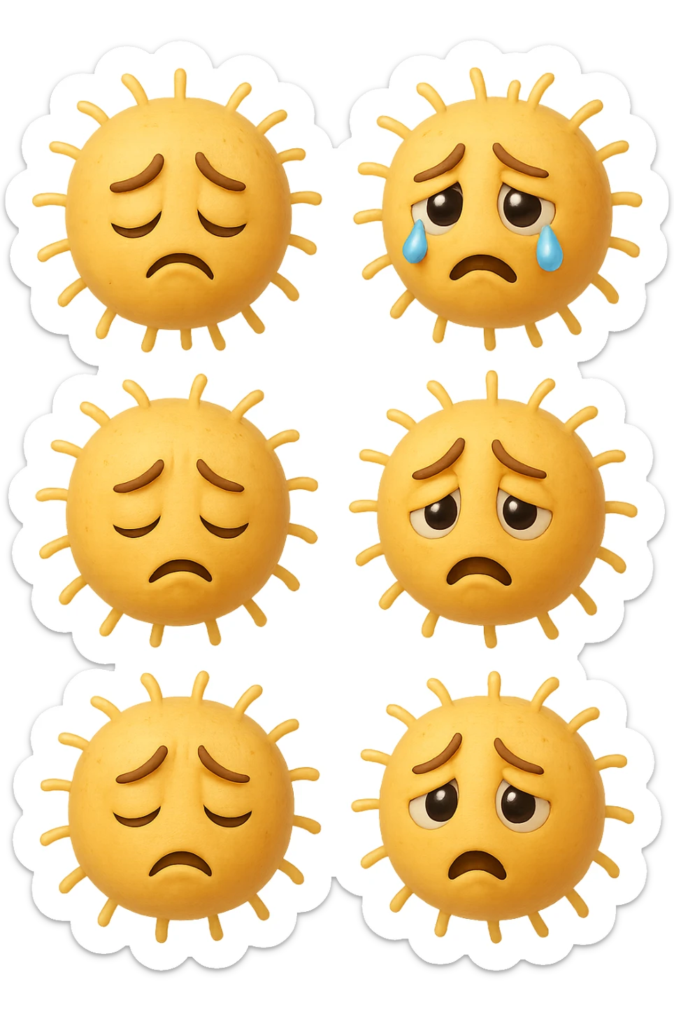 EMOJI STILE IPHONE DI 6 BATTERI INTESTINALI tristi CHE FLUTTUANO IN ARIA IPERREALISTICO 4K sticker