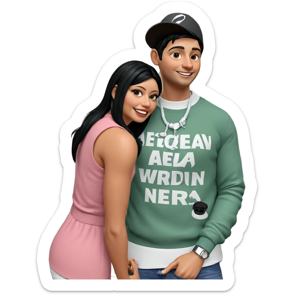 smiling couple indoors fashion sticker