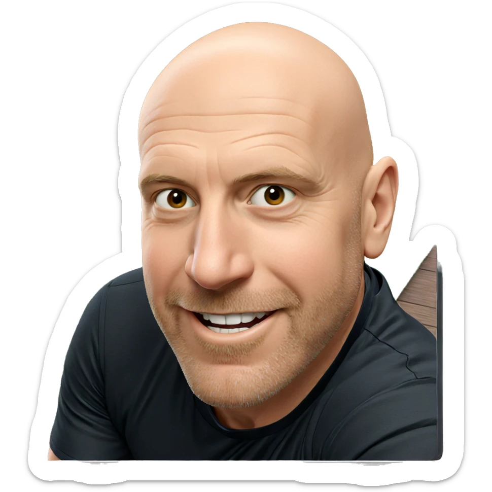 smiling man in black shirt sticker