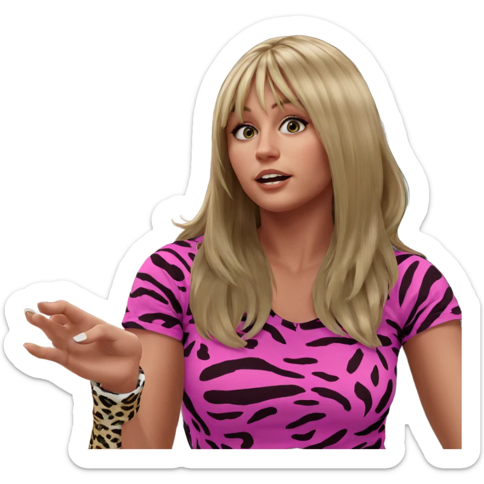 blonde girl in animal print sticker