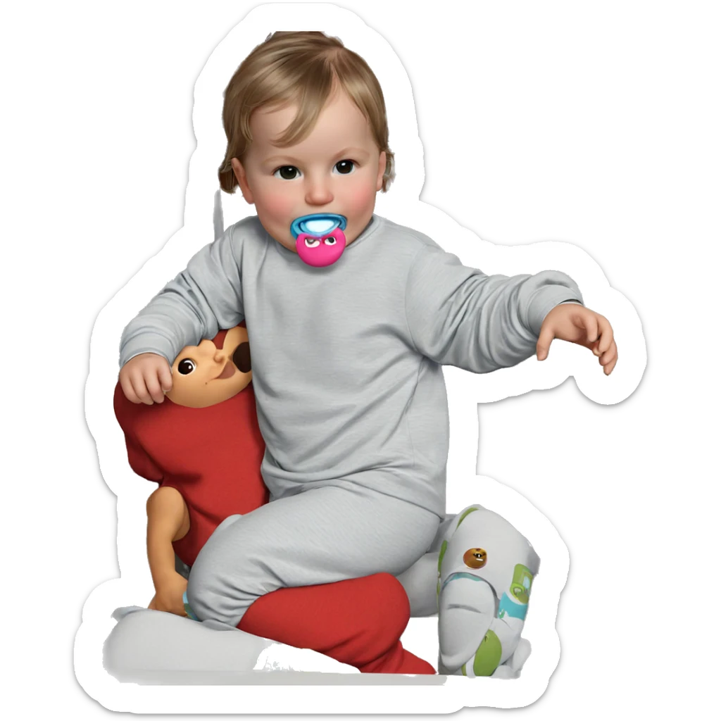 adorable baby girl with pacifier sticker