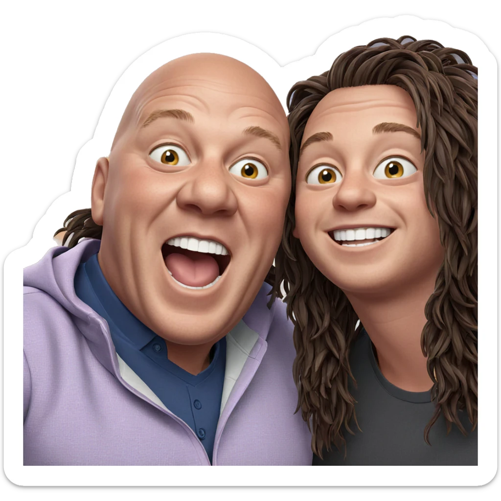 smiling boy with long hair sticker