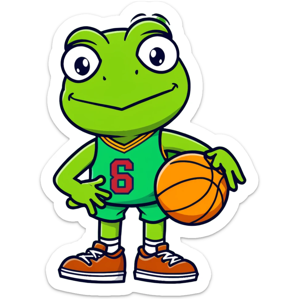 Kermit the Frog wearing a Cleveland Cavaliers #8 basketball jersey, cartoon style sticker