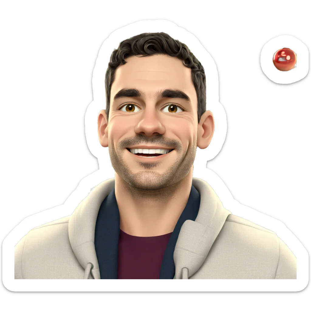 smiling boy by christmas tree sticker