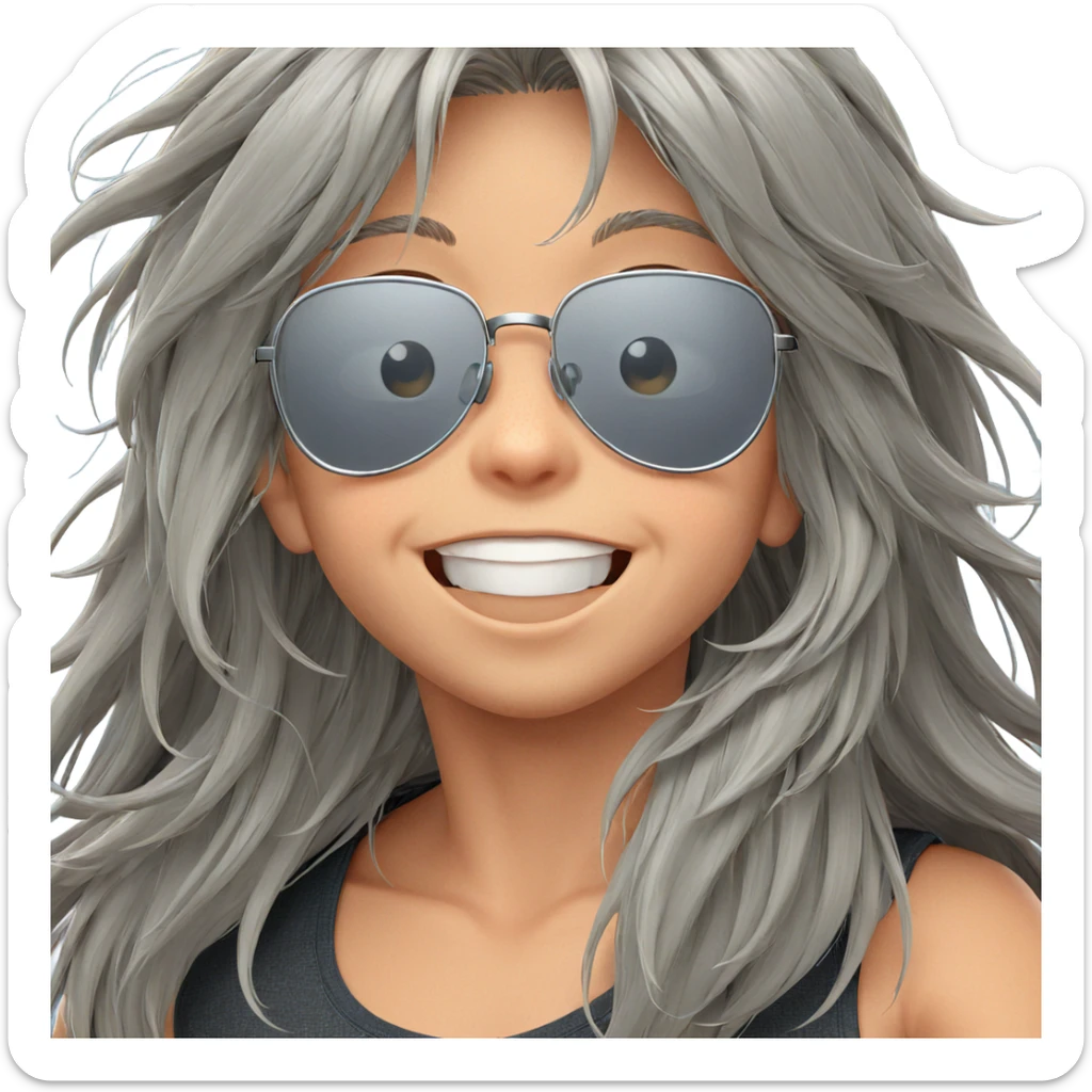 smiling boy with grey hair sticker