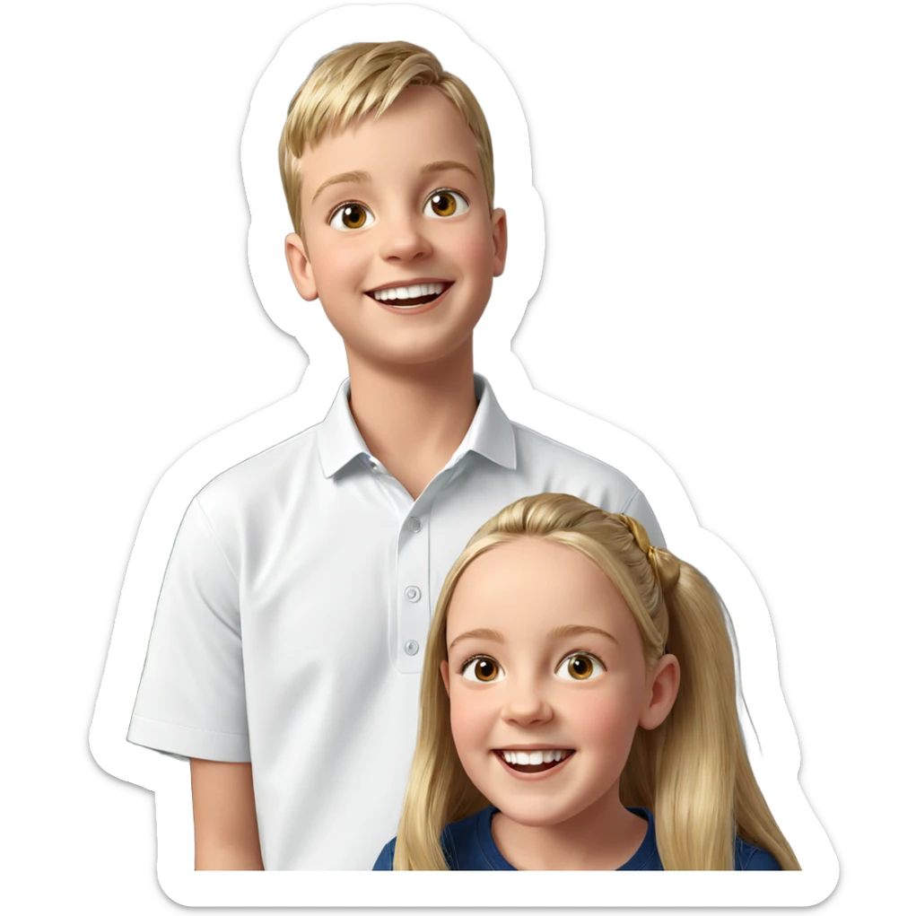 smiling girl and boy portrait sticker