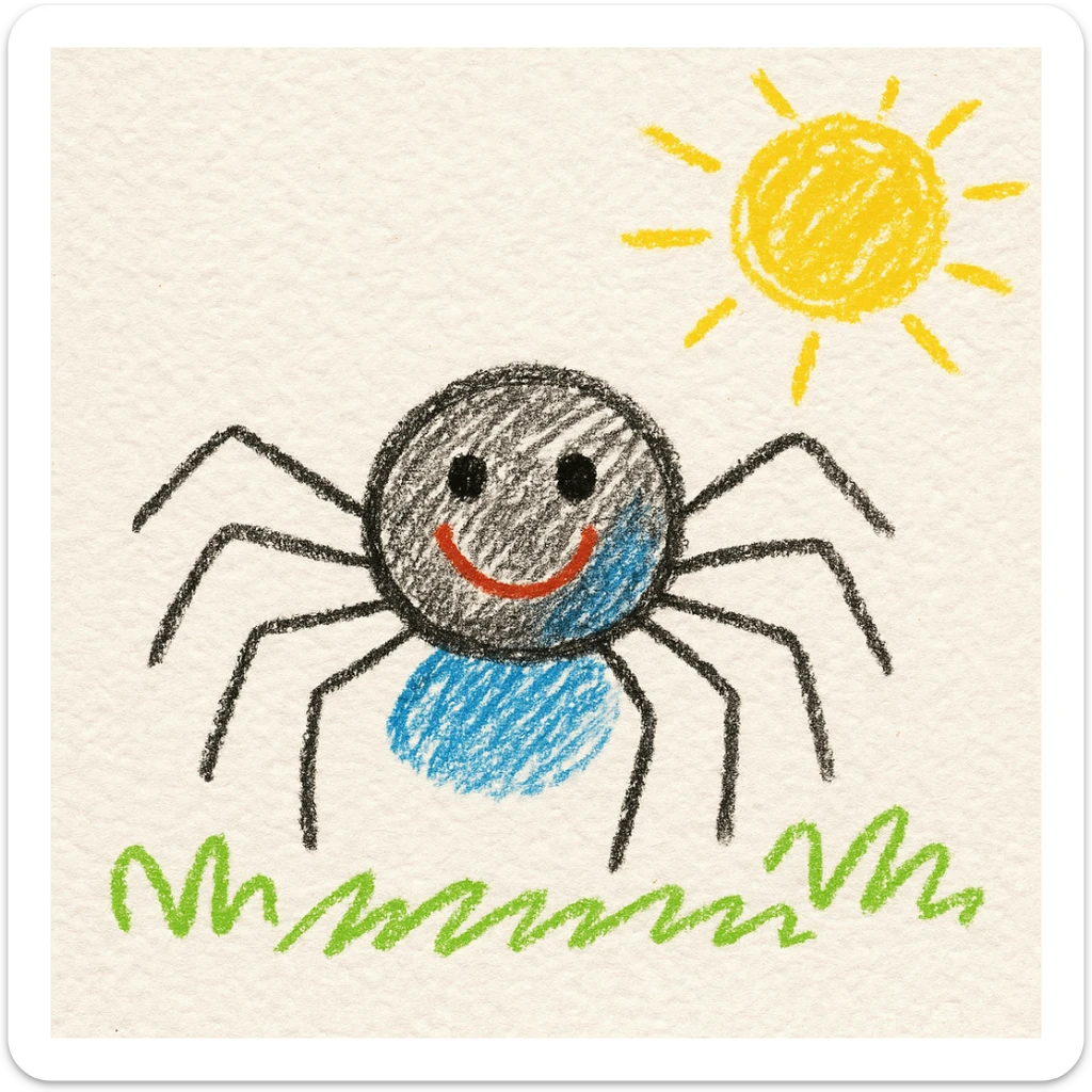 cute spider, hand drawn children's doodle style, playful and simple sticker