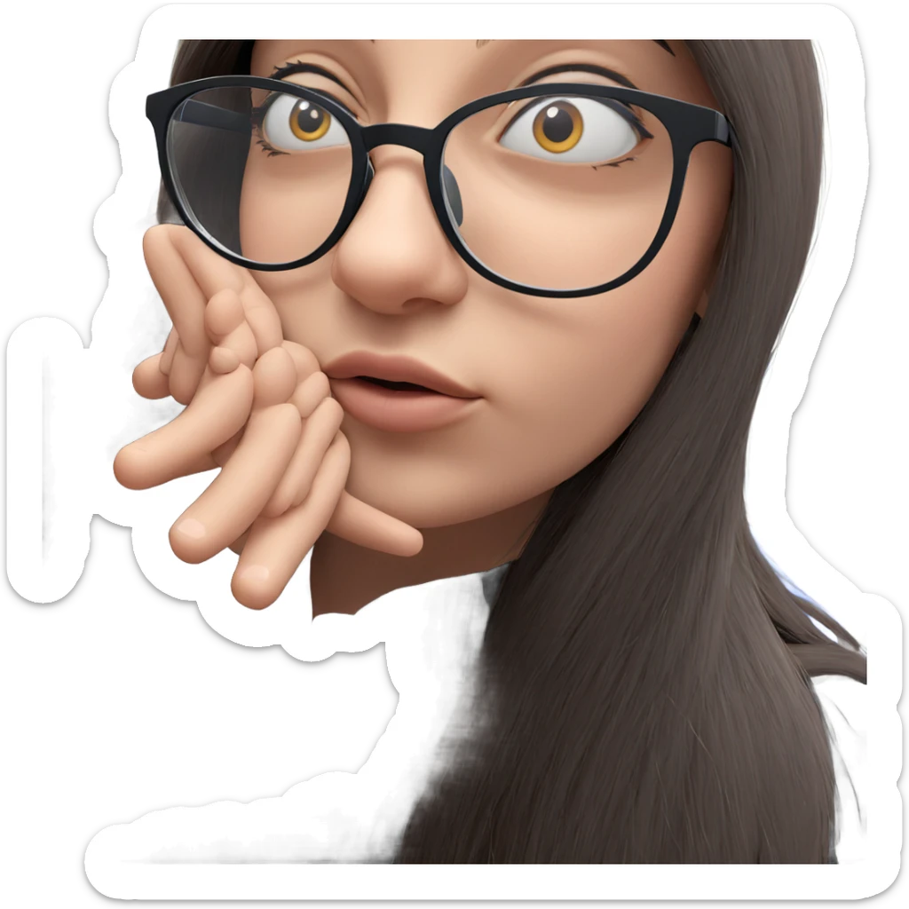 girl with glasses and long hair sticker
