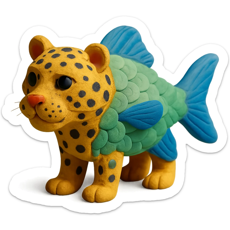 leopard with fish scales and fins sticker